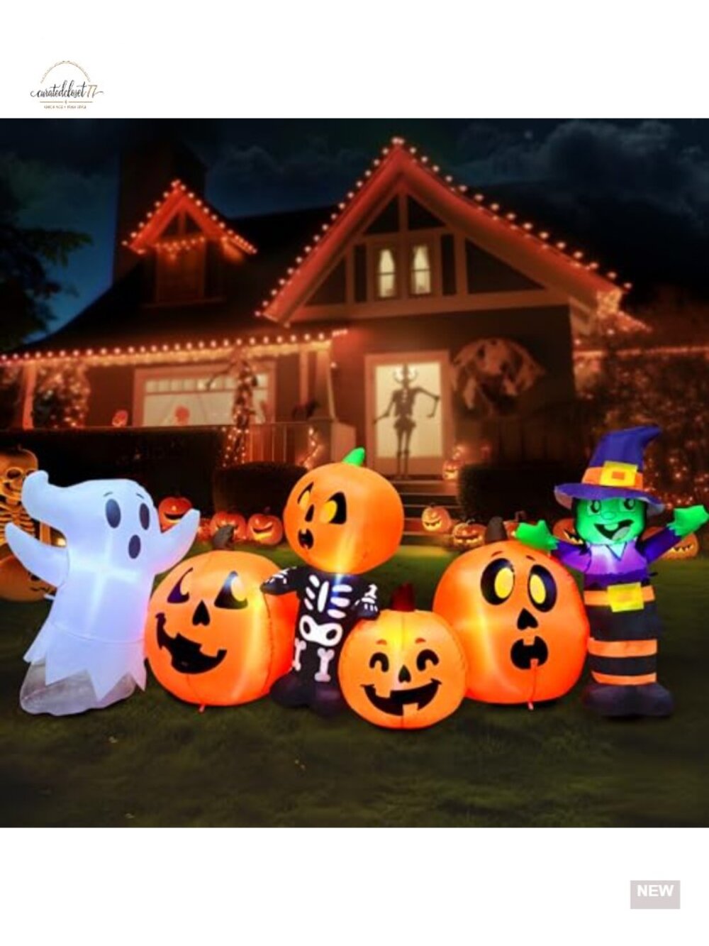 8ft Halloween Inflatable Witch Ghost Skeleton Pumpkin Patch Yard Decoration